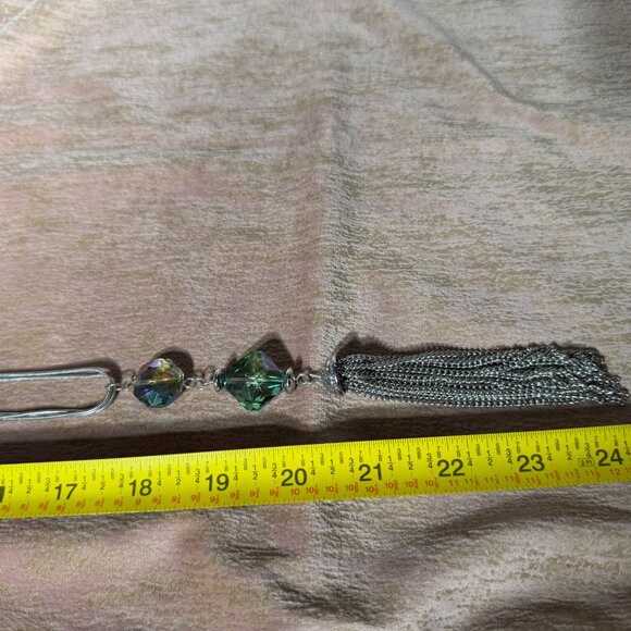 Statement Necklace • Silver Tassel Pendant • Elegant & Glam Jewelry - Picture 4 of 6